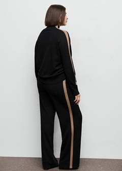 Contrast stripe knit trousers — Black 7
