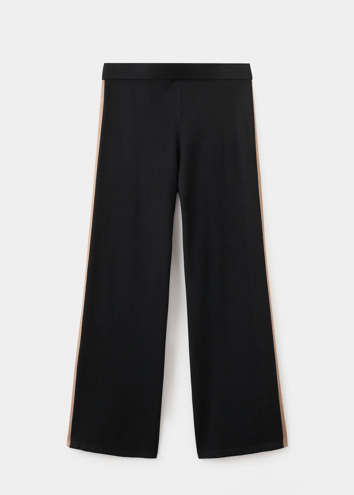 Contrast stripe knit trousers — Black