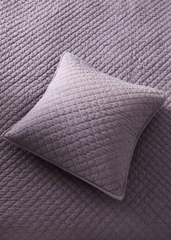 Cotton bed cushion cover with hand-stitched seams 50x50 cm — Lilac 1