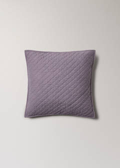 Cotton bed cushion cover with hand-stitched seams 50x50 cm — Lilac 6