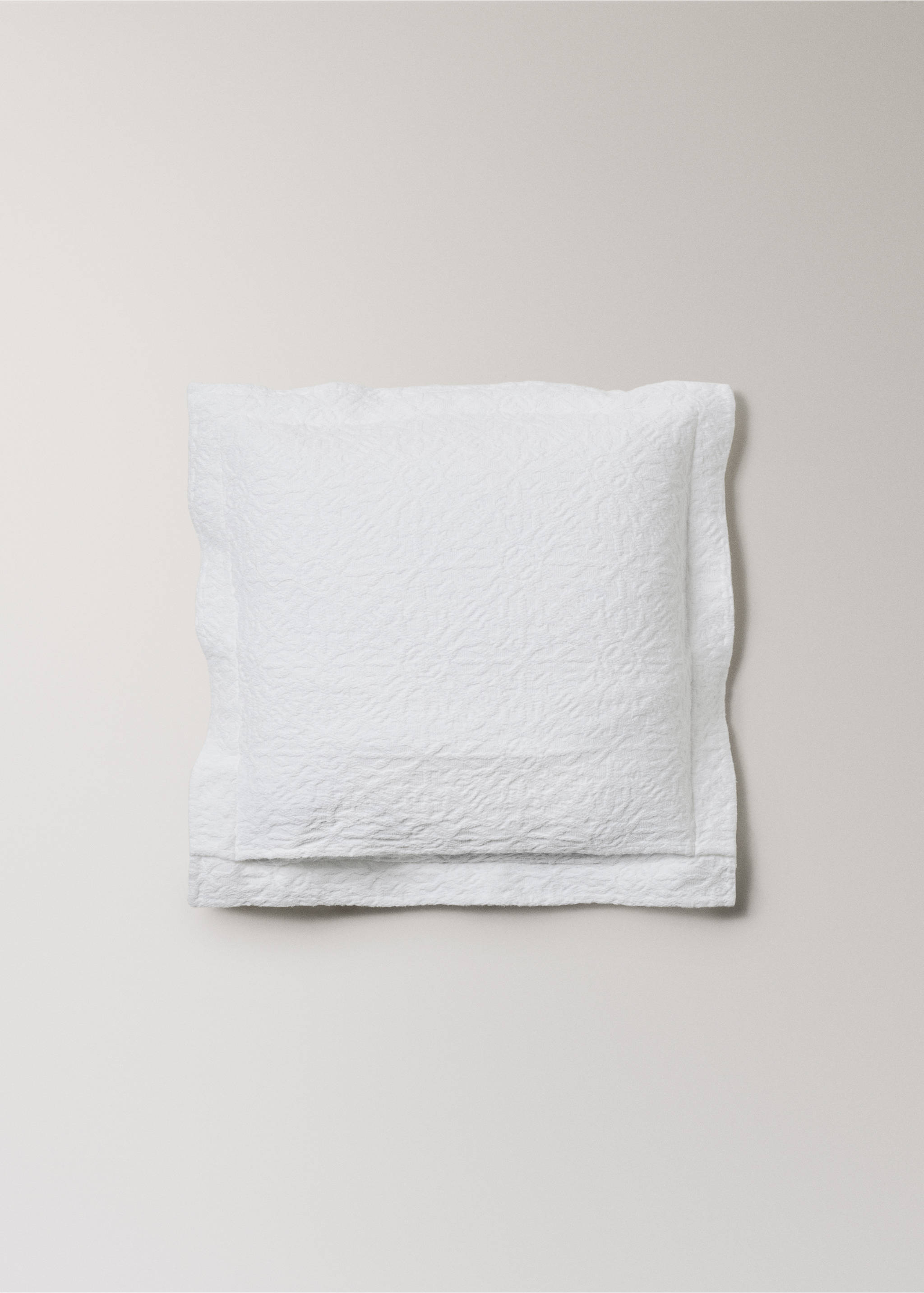 Cotton jacquard cushion cover with mosaic design 50x50 cm - Details of the article 4, White. Ref: 27093304-00.