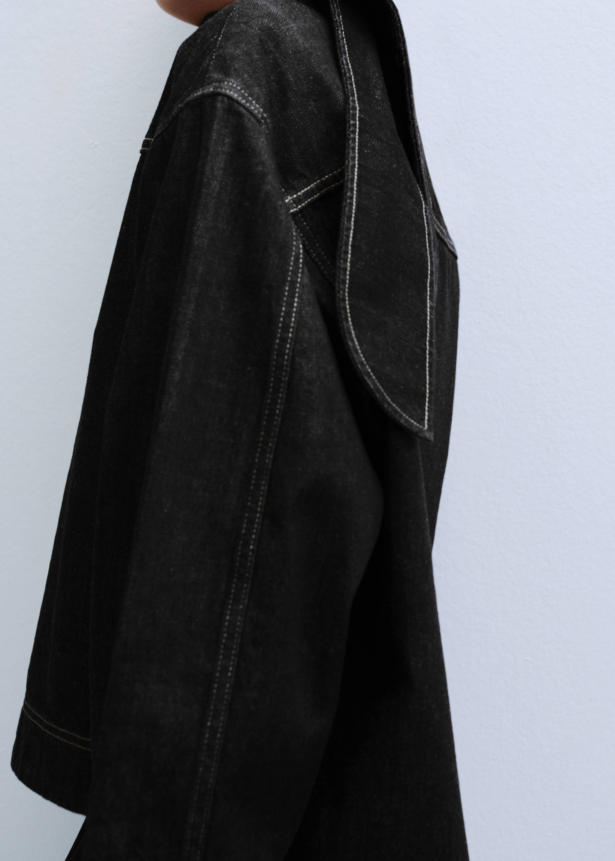 Denim blouse with knot neck - Details of the article 1