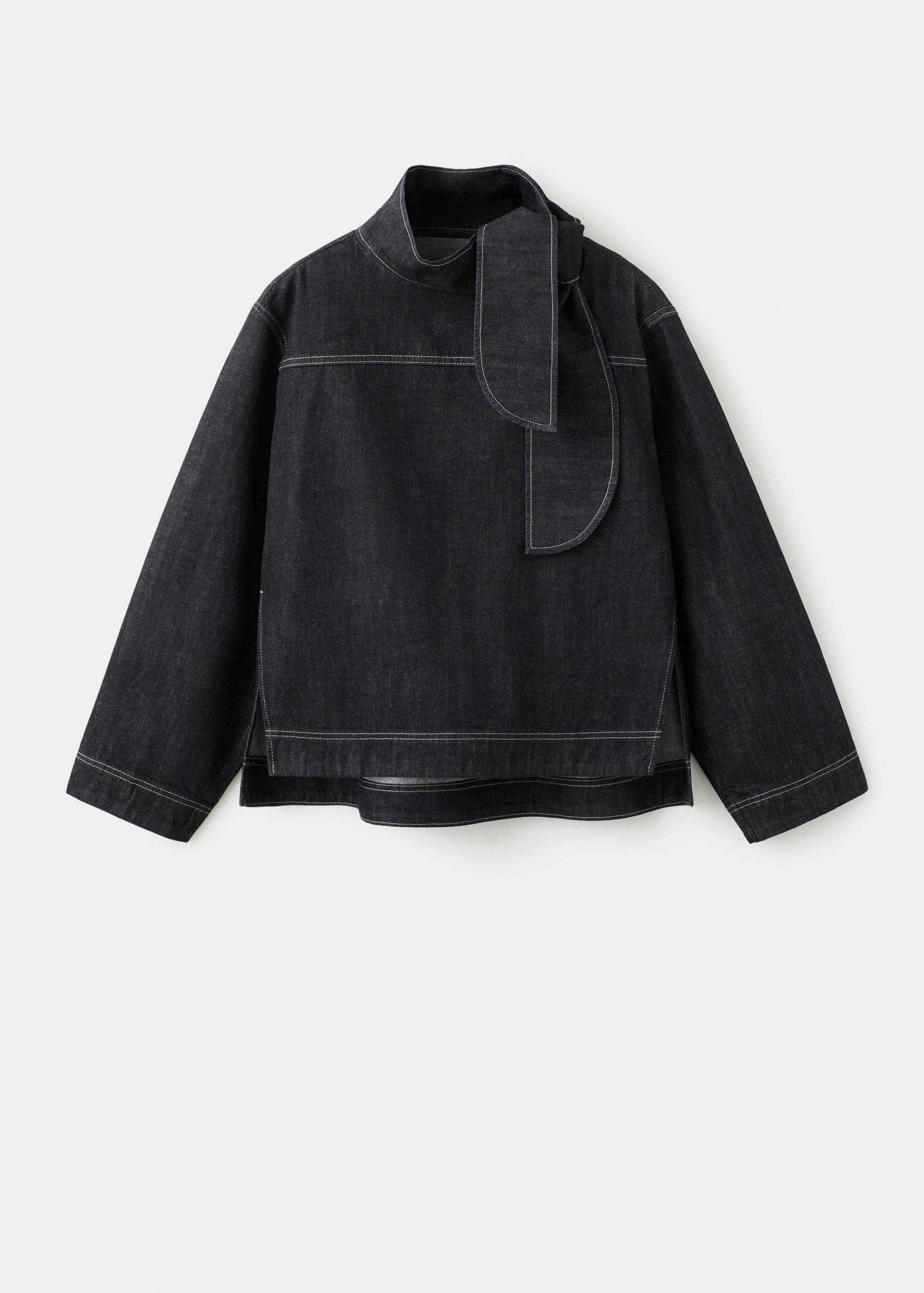 Denim blouse met strikkraag - Artikel zonder model