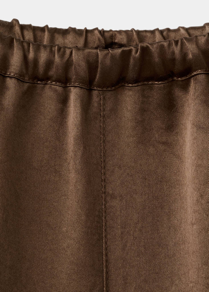 Satin trousers with elastic waist — Brown