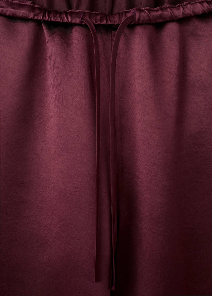 Satin trousers with elastic waist — Maroon