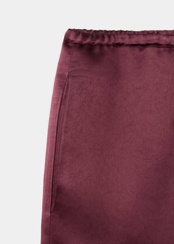 Satin trousers with elastic waist — Maroon