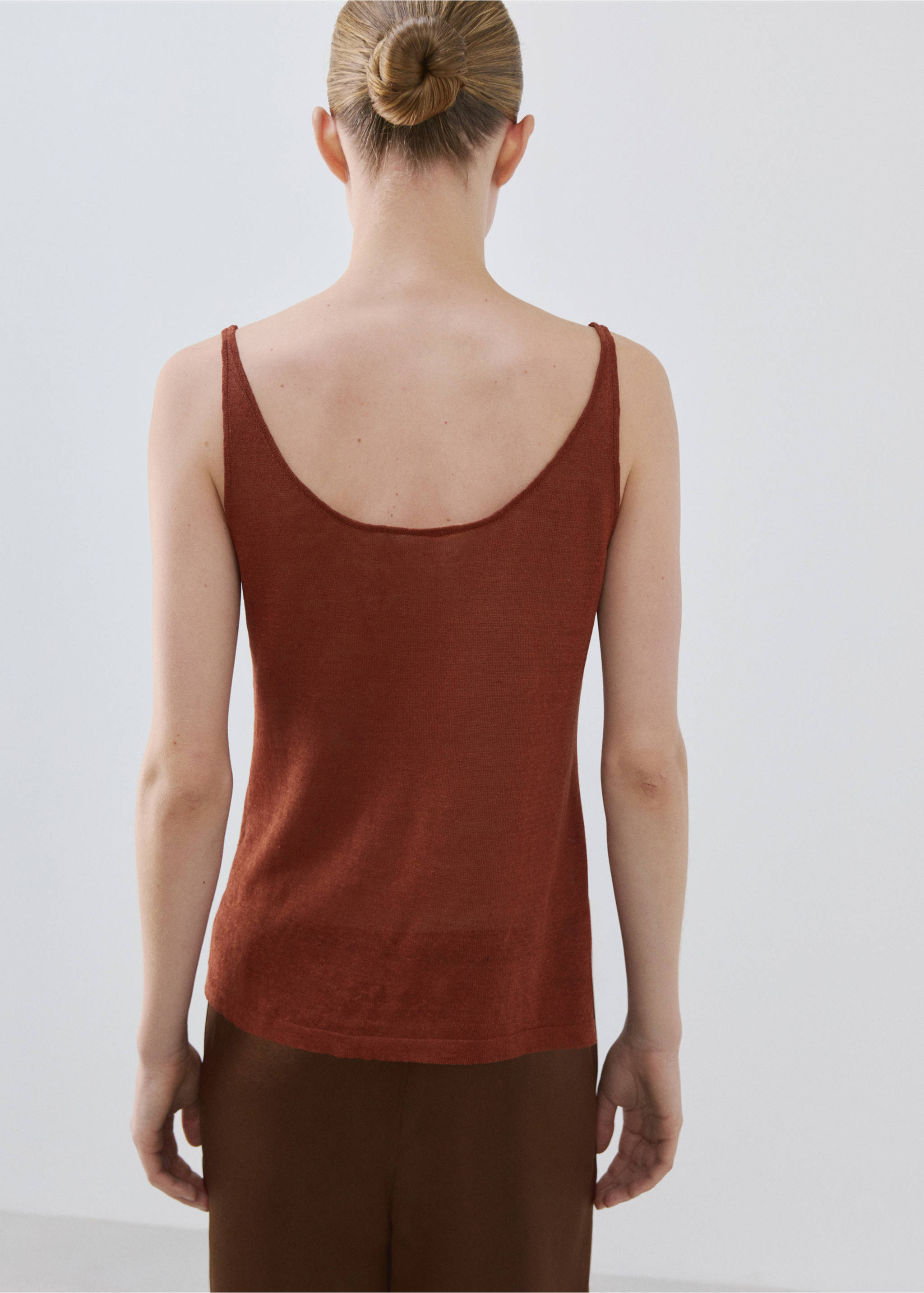 Трикотажный топ изо льна - Обратная сторона изделия, Оранжевый. Ref: 27093313-00.