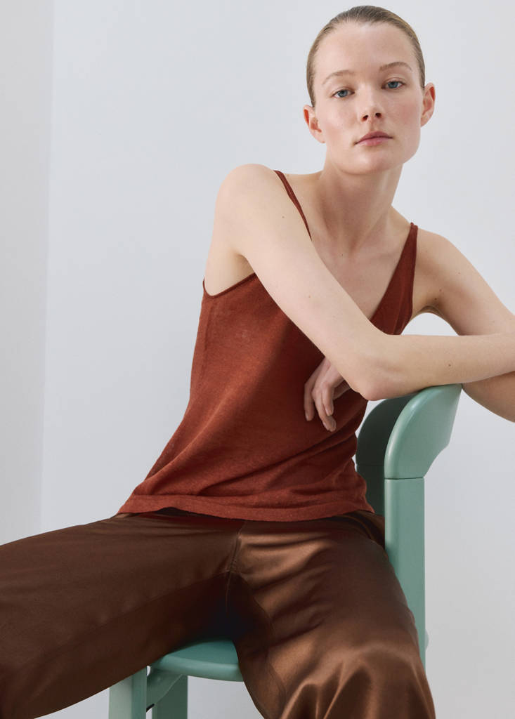 Stricktop aus Leinen — Orange