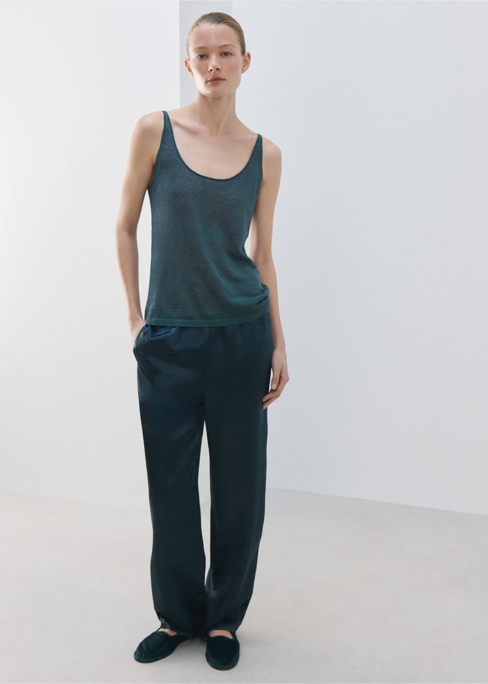Linen knit top - General plane, Night Blue. Ref: 27093313-00.