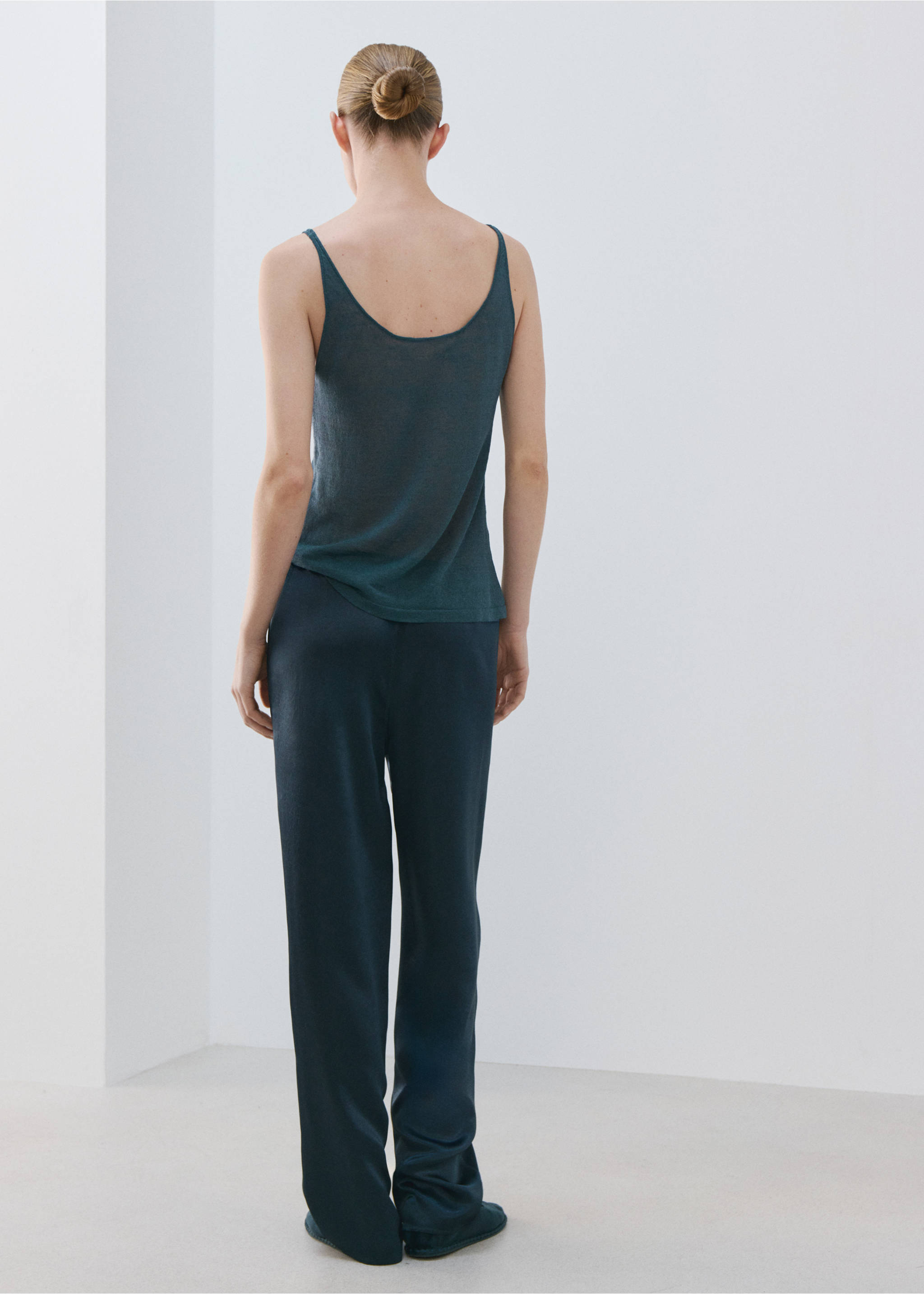 Linen knit top - Reverse of the article, Night Blue. Ref: 27093313-00.