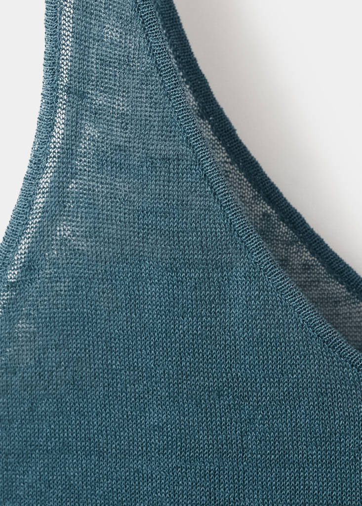 Stricktop aus Leinen — Nachtblau