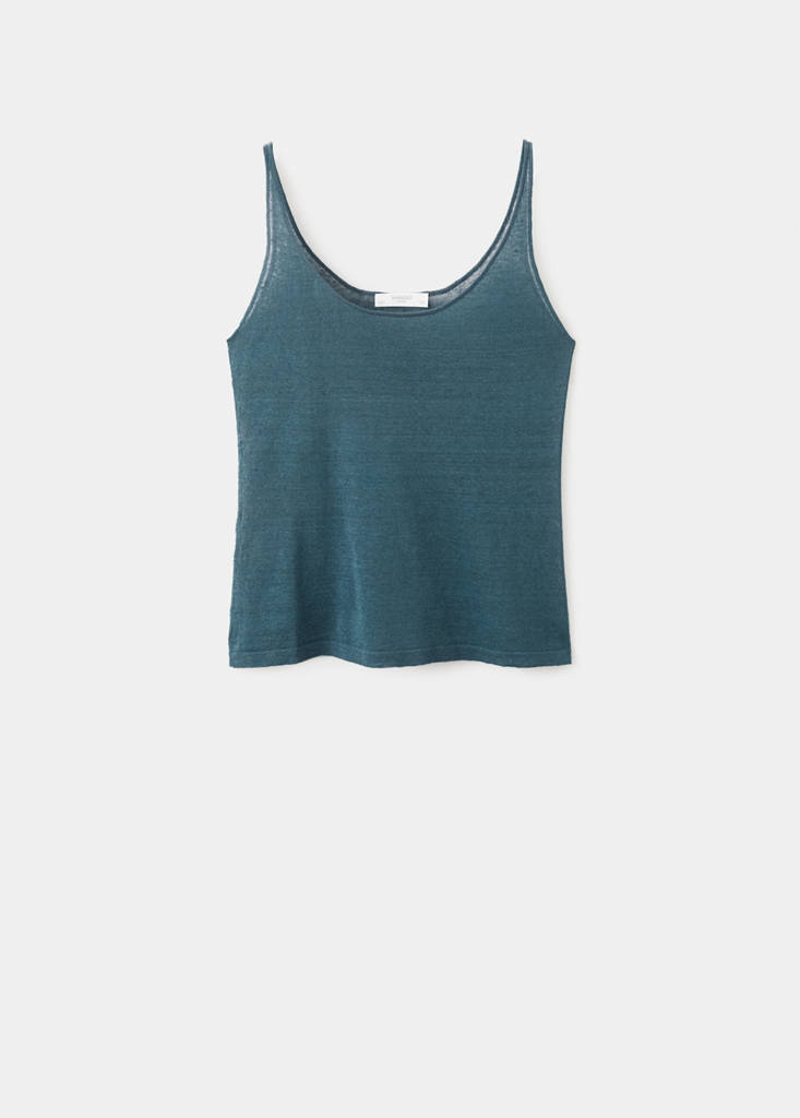Stricktop aus Leinen — Nachtblau