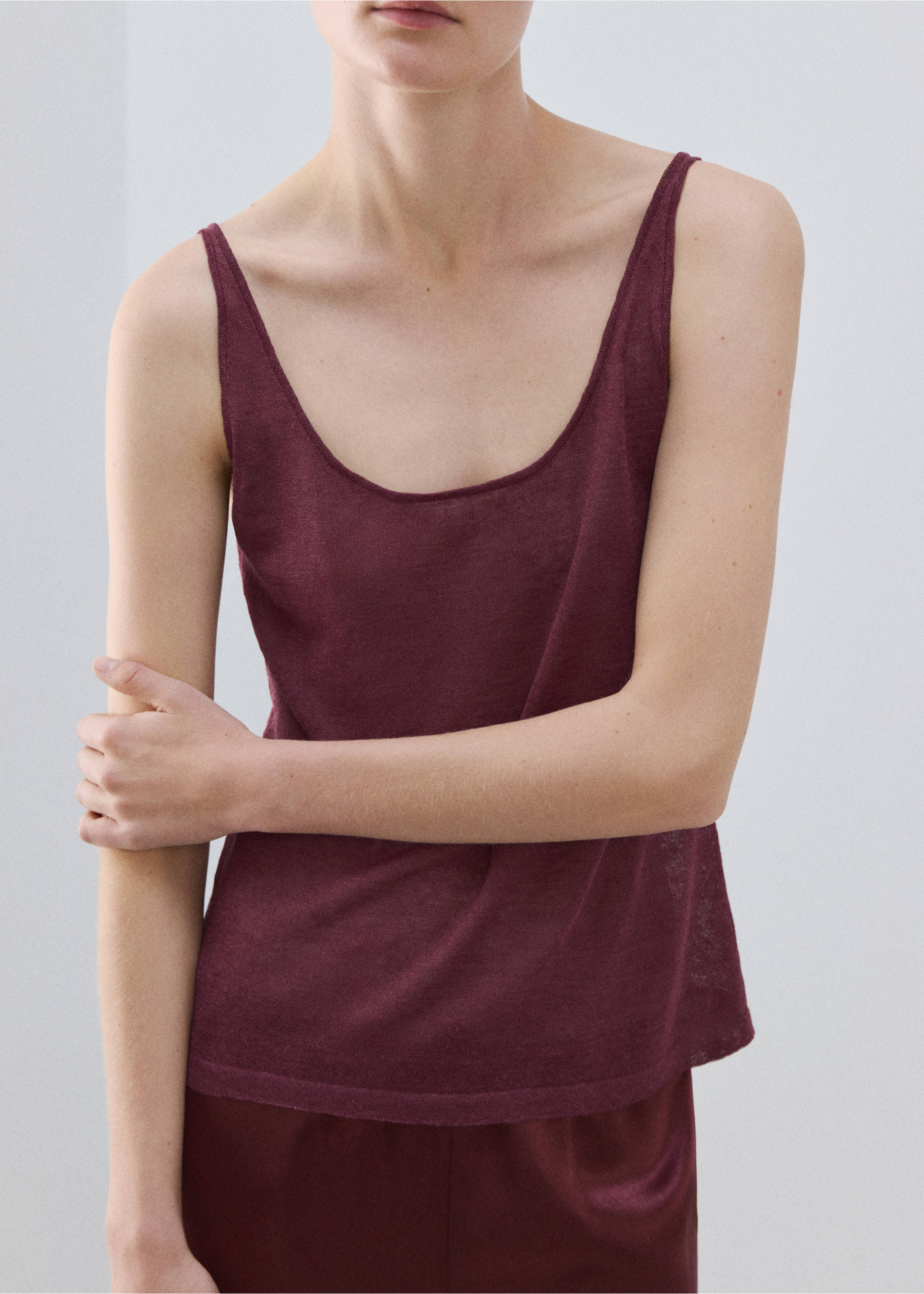 Linen knit top - Medium plane, Purple. Ref: 27093313-00.