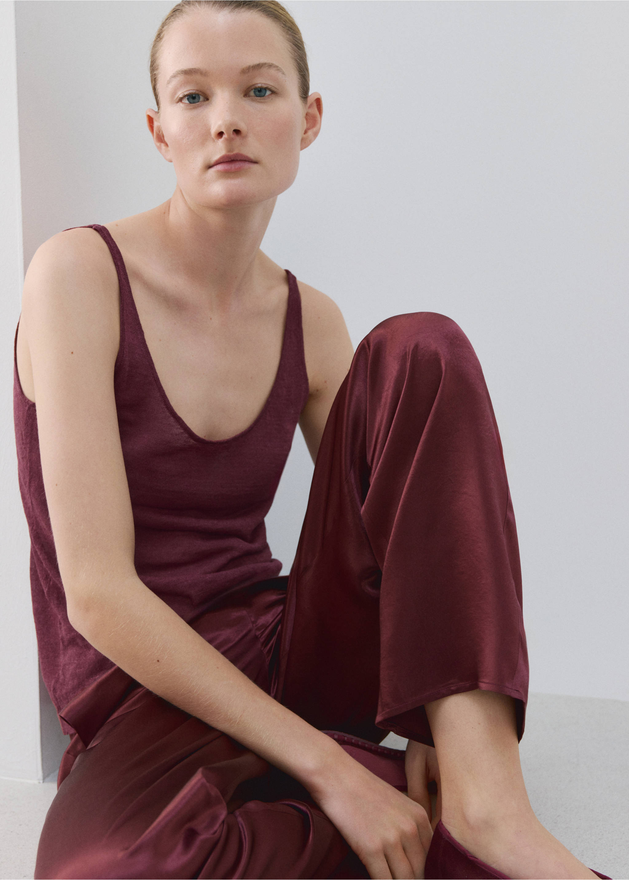 Linen knit top - Details of the article 2, Purple. Ref: 27093313-00.