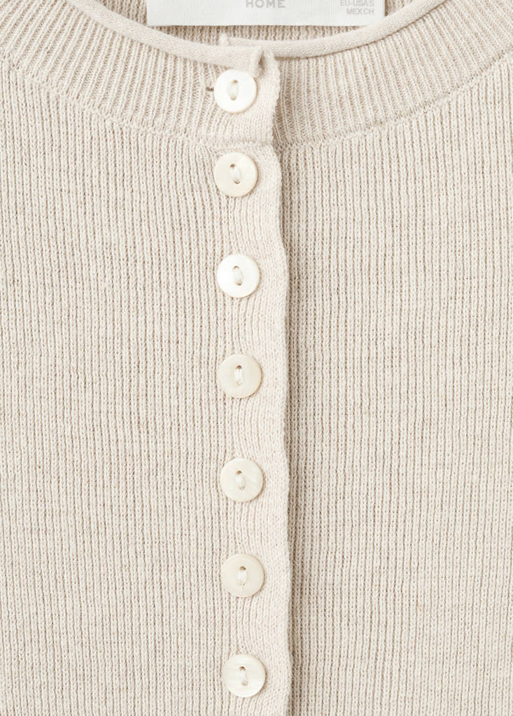 Short-sleeved knitted cardigan — Beige