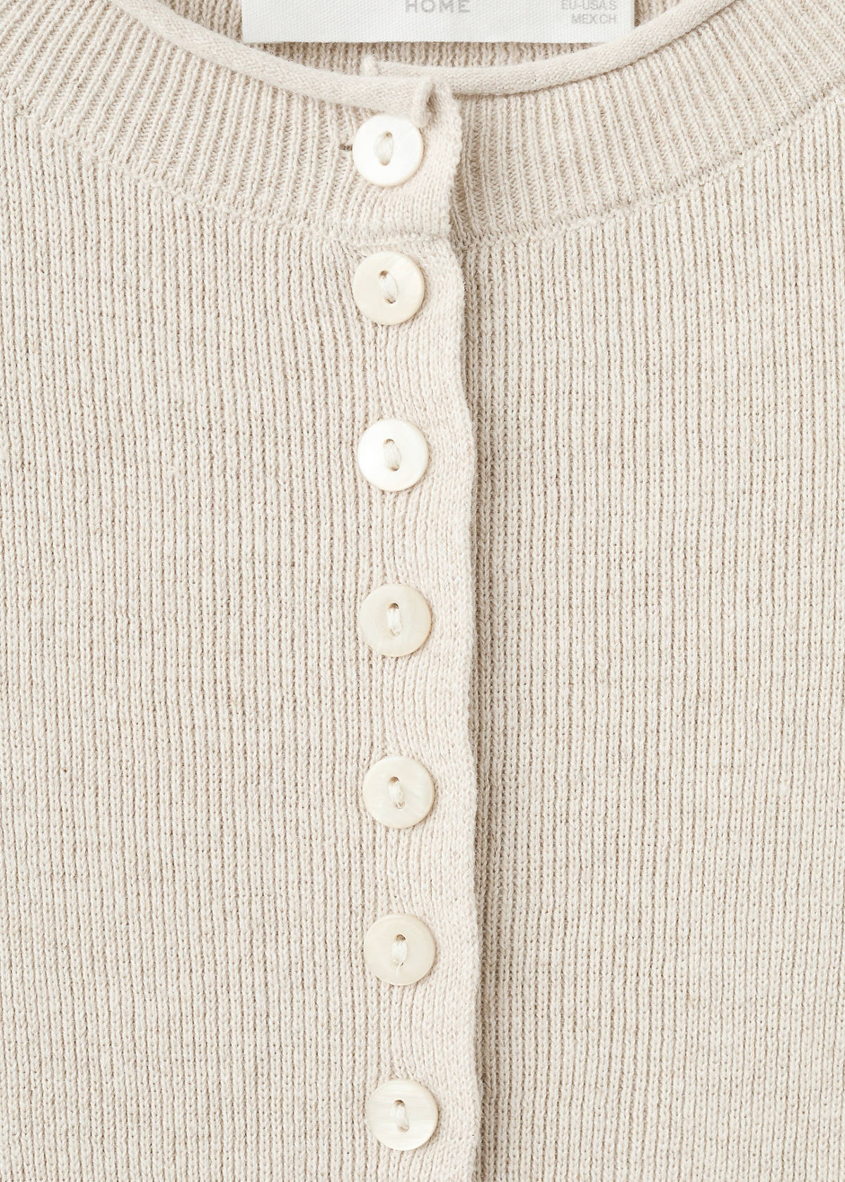 Short-sleeved knitted cardigan — Beige