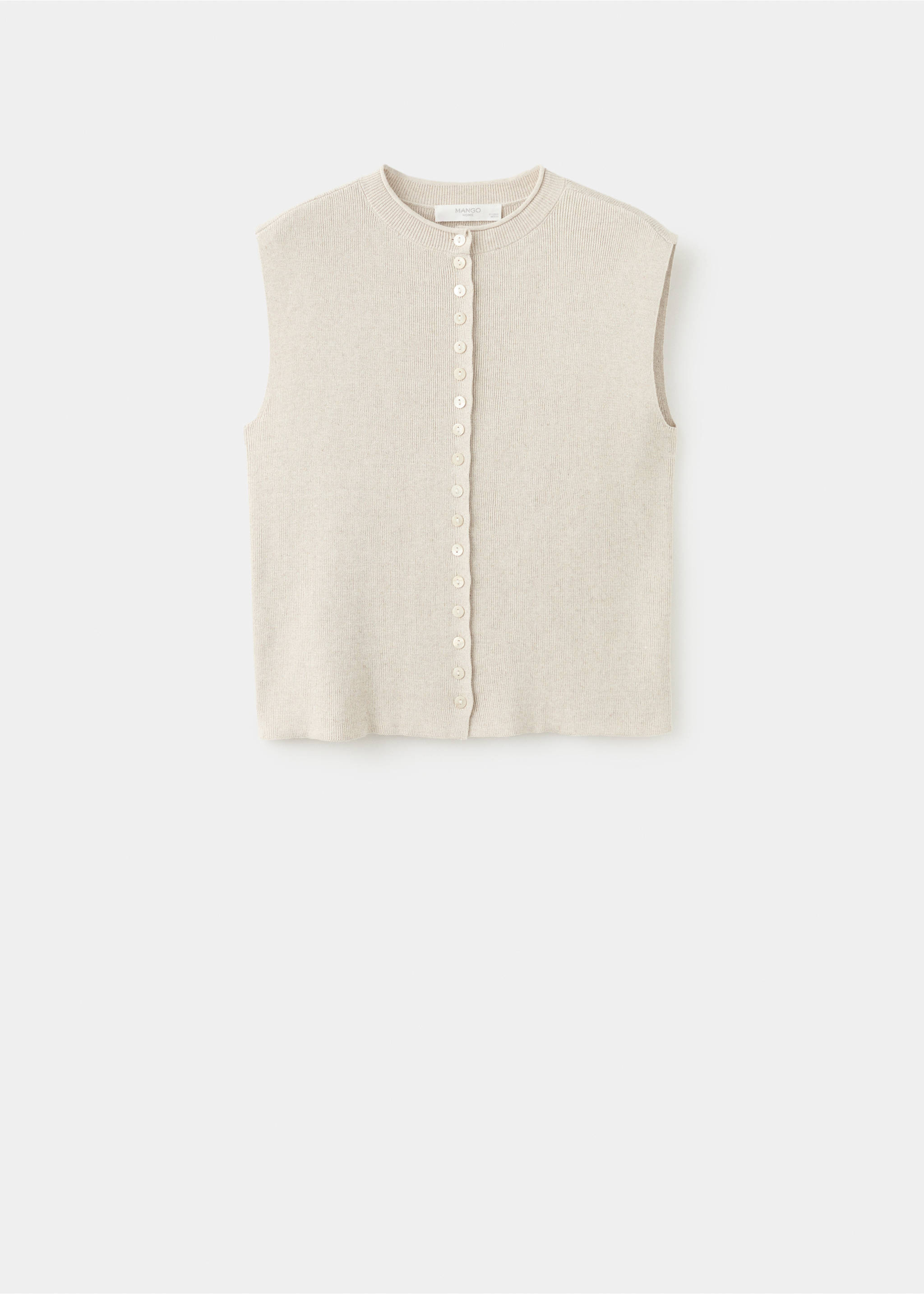 Gebreid vest met korte mouwen - Artikel zonder model, Open beige. Ref: 27093317-00.