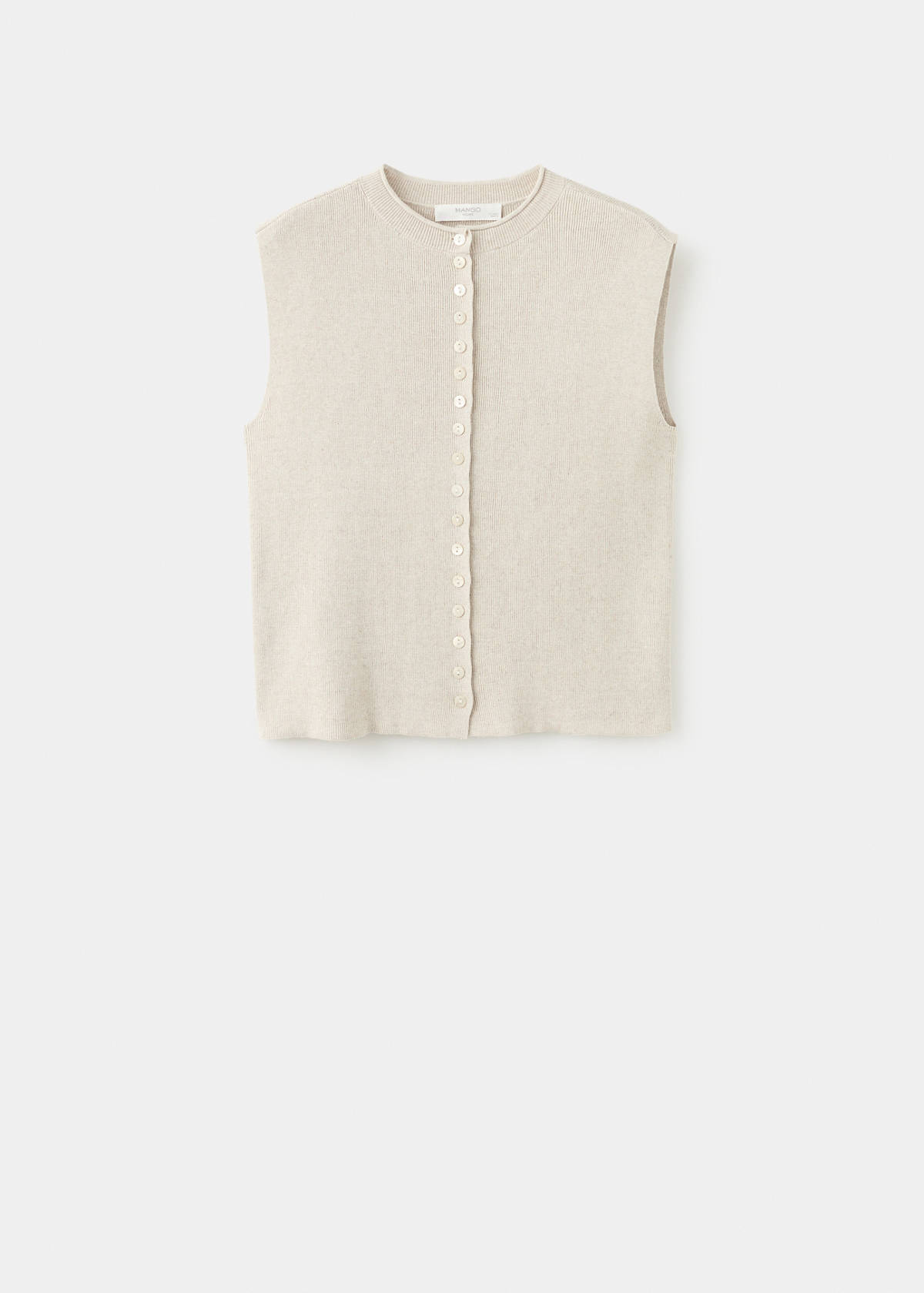 Short-sleeved knitted cardigan — Beige