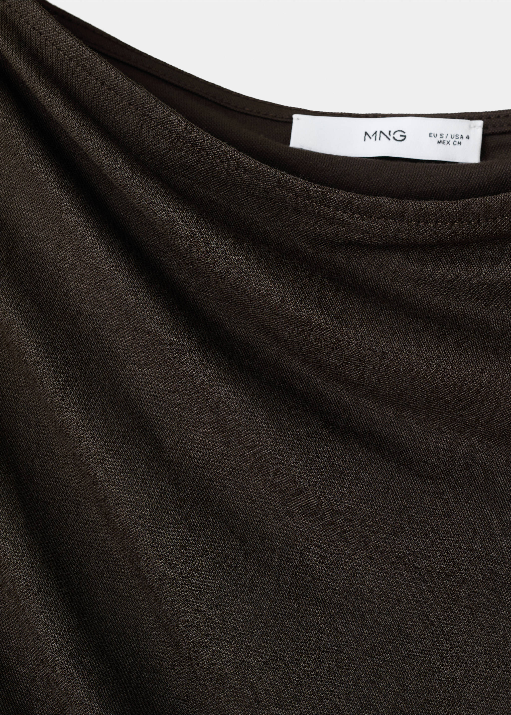 Asymmetric draped gown - Details of the article 8, Brown. Ref: 27093319-00.