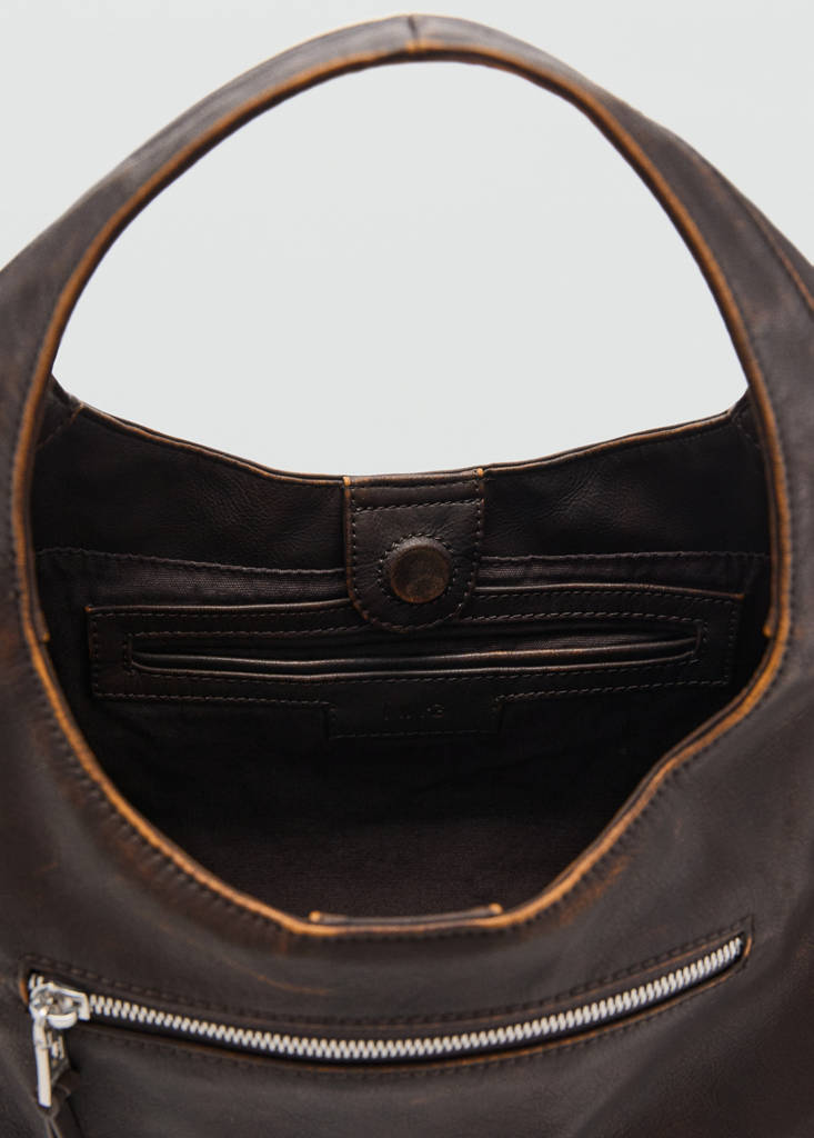 Shoulder bag with pockets — Brown