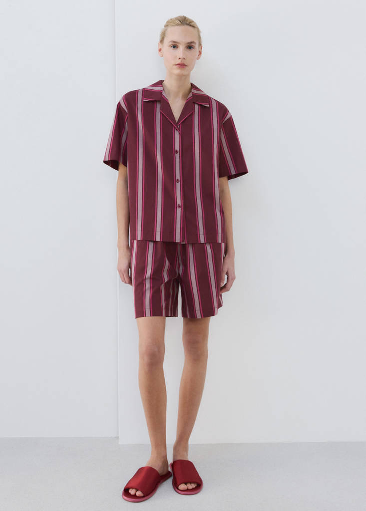 Striped pyjama shorts — Fuchsia