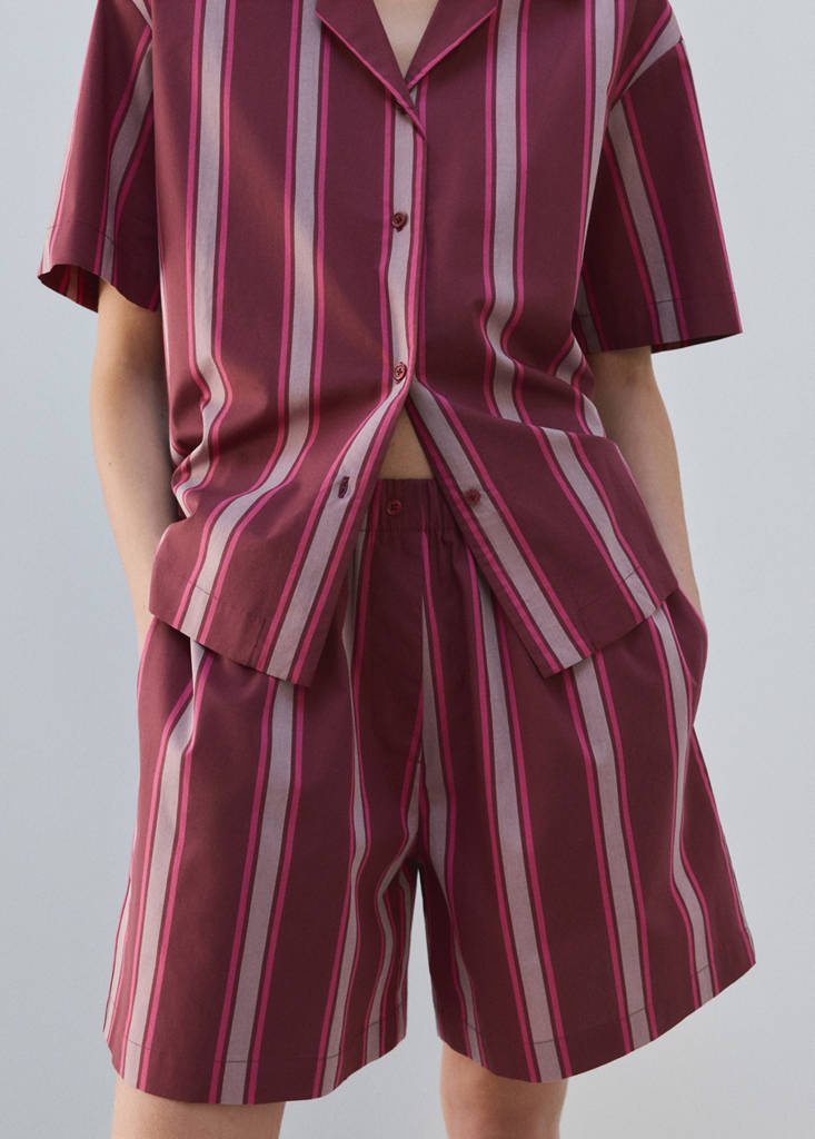 Striped pyjama shorts — Fuchsia
