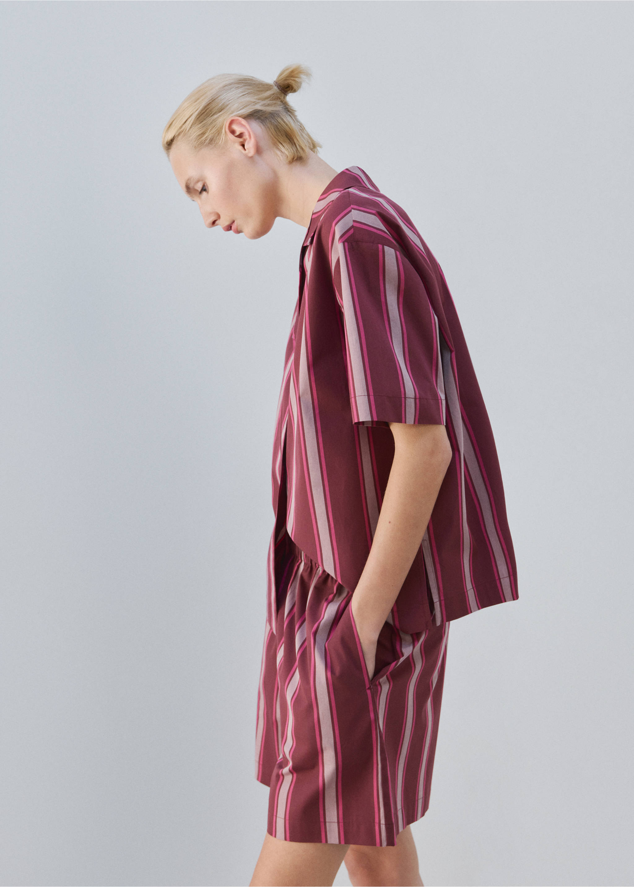 Shorts pijama rayas - Detalle del artículo 1, Fucsia. Ref: 27093323-00.