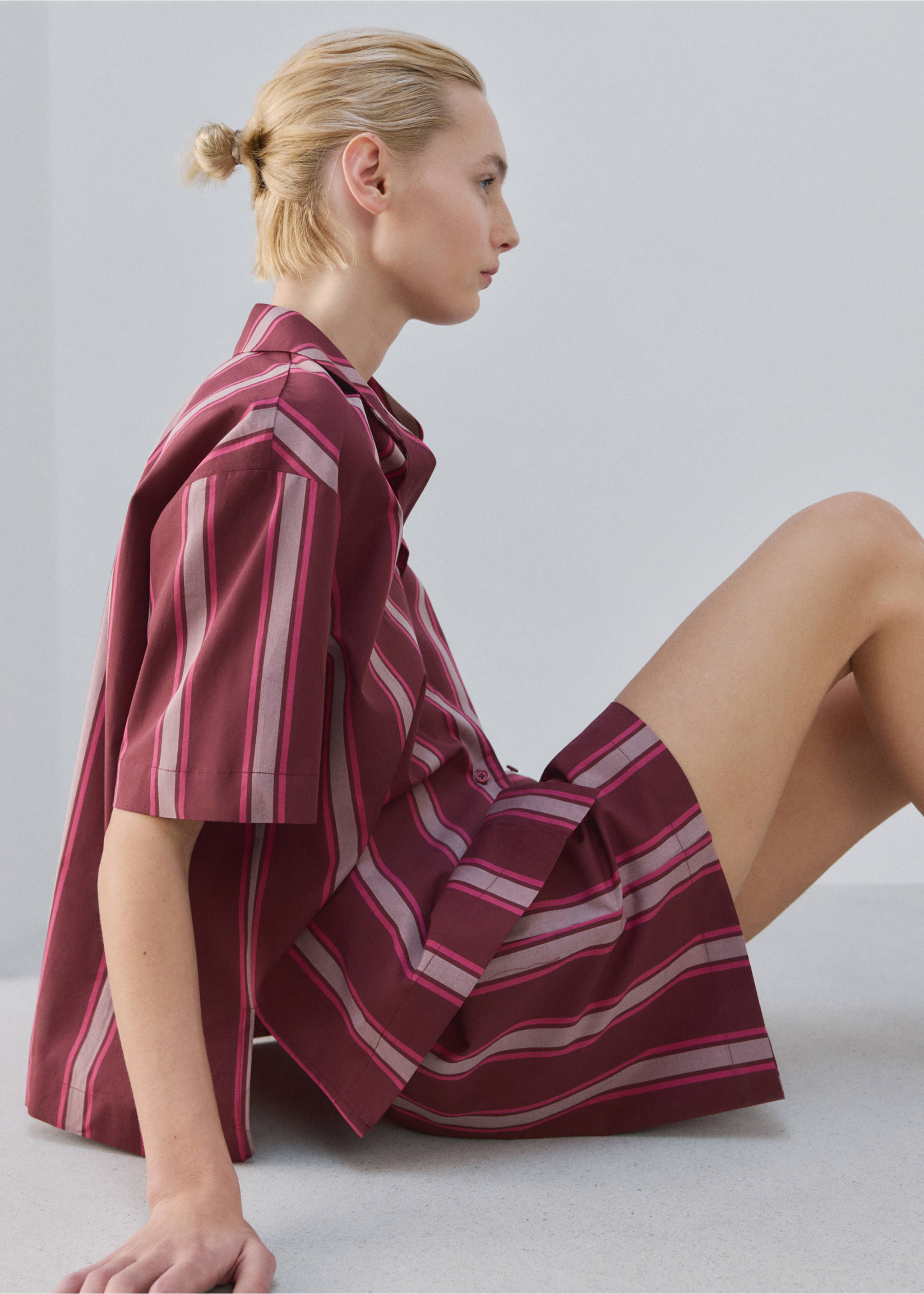 Shorts pijama rayas - Detalle del artículo 2, Fucsia. Ref: 27093323-00.