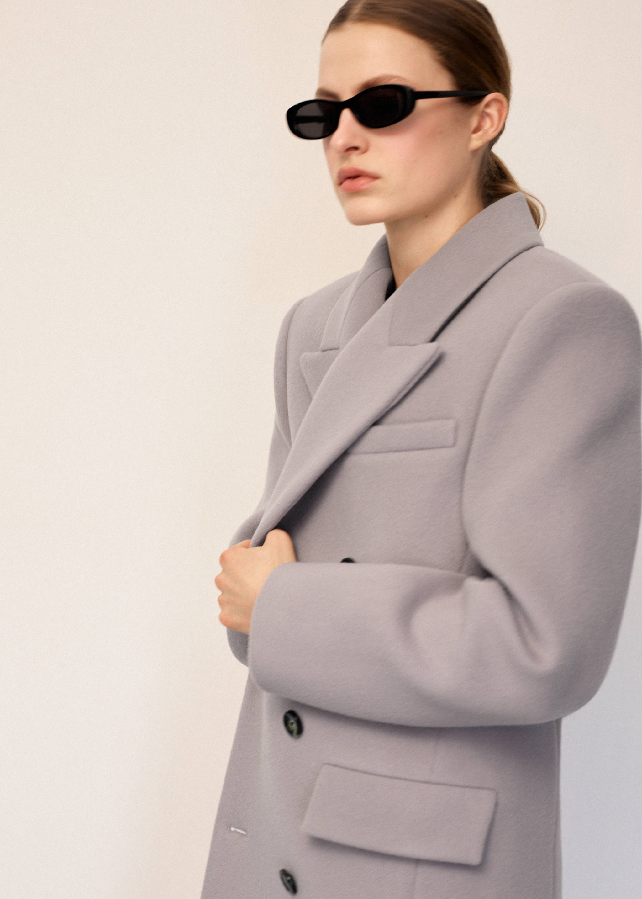 Double-breasted wool coat - Medium plane, Medium Brown. Ref: 27093325-00.