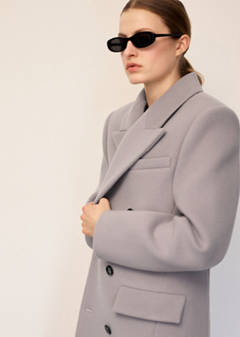 Double-breasted wool coat — Medium Brown 1