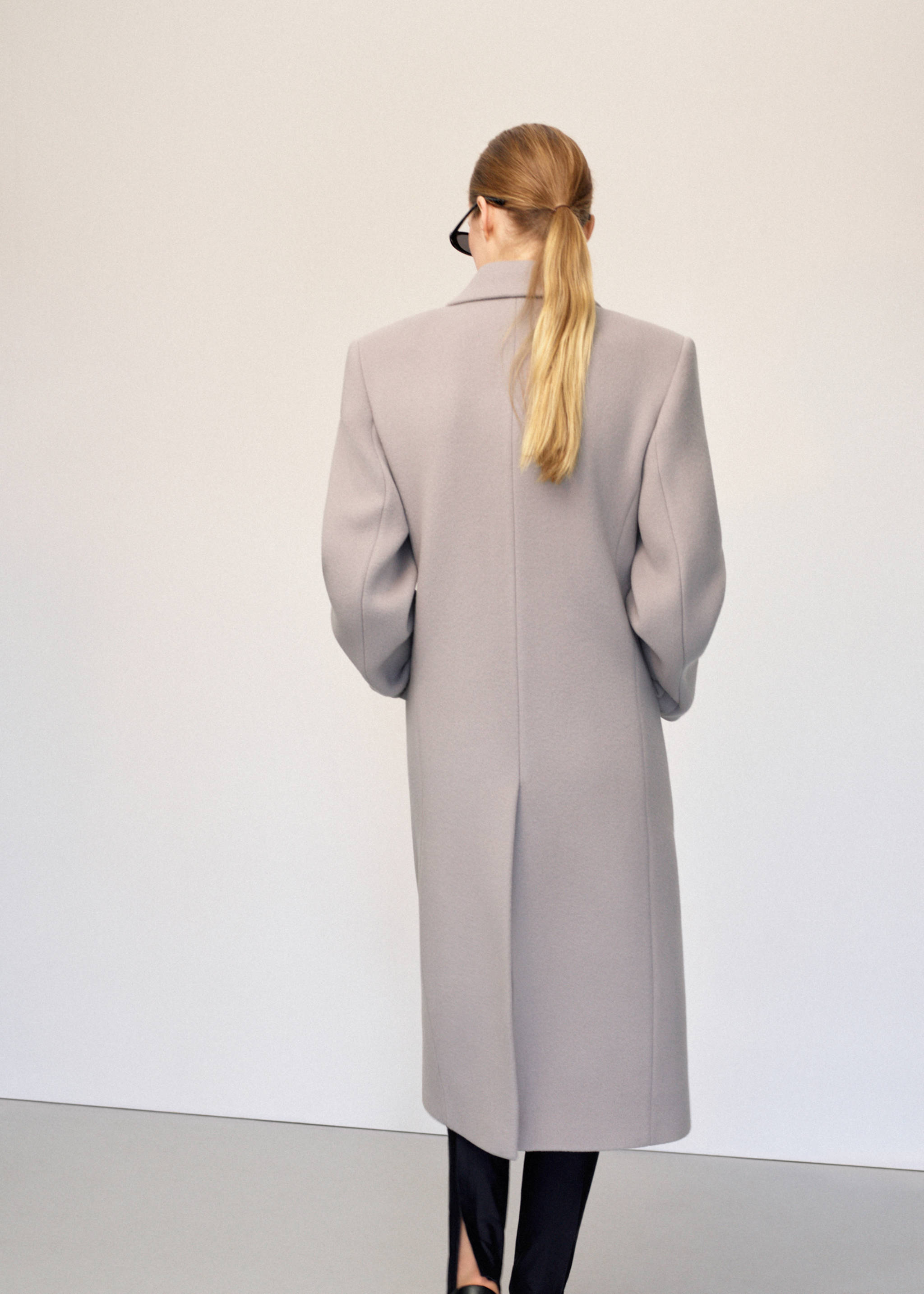 Double-breasted wool coat - Reverse of the article, Medium Brown. Ref: 27093325-00.