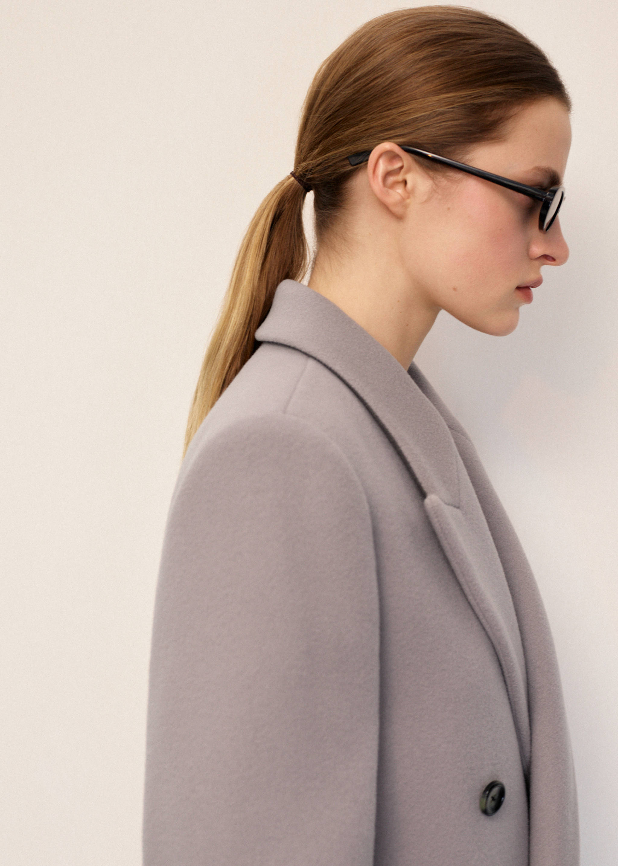 Double-breasted wool coat - Details of the article 1, Medium Brown. Ref: 27093325-00.