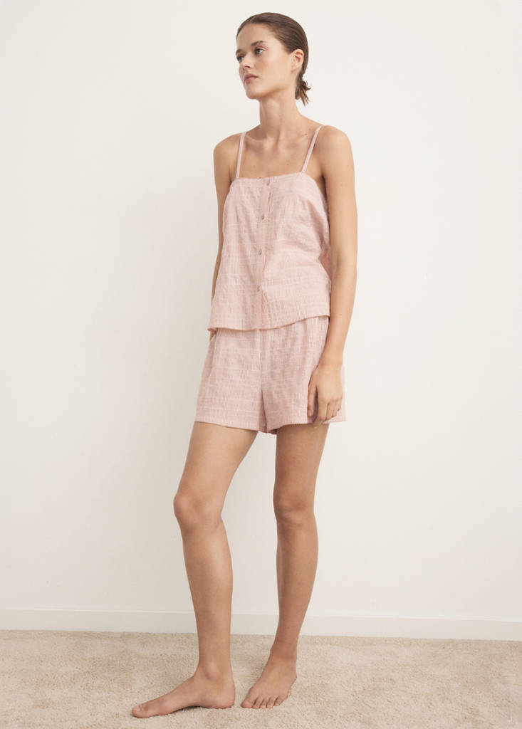Two-piece cotton strap pyjamas — Orange