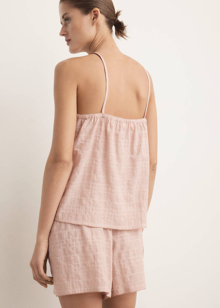 Two-piece cotton strap pyjamas — Orange