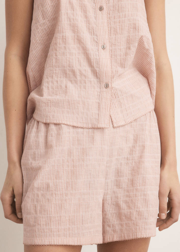 Two-piece cotton strap pyjamas — Orange