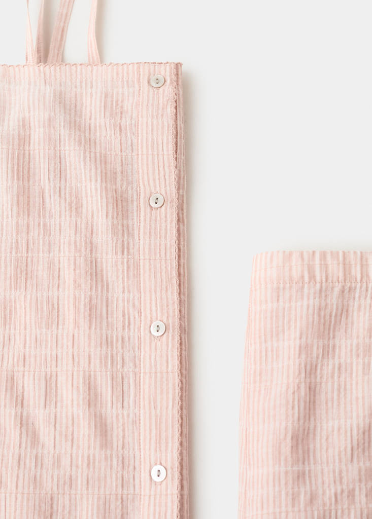 Two-piece cotton strap pyjamas — Orange