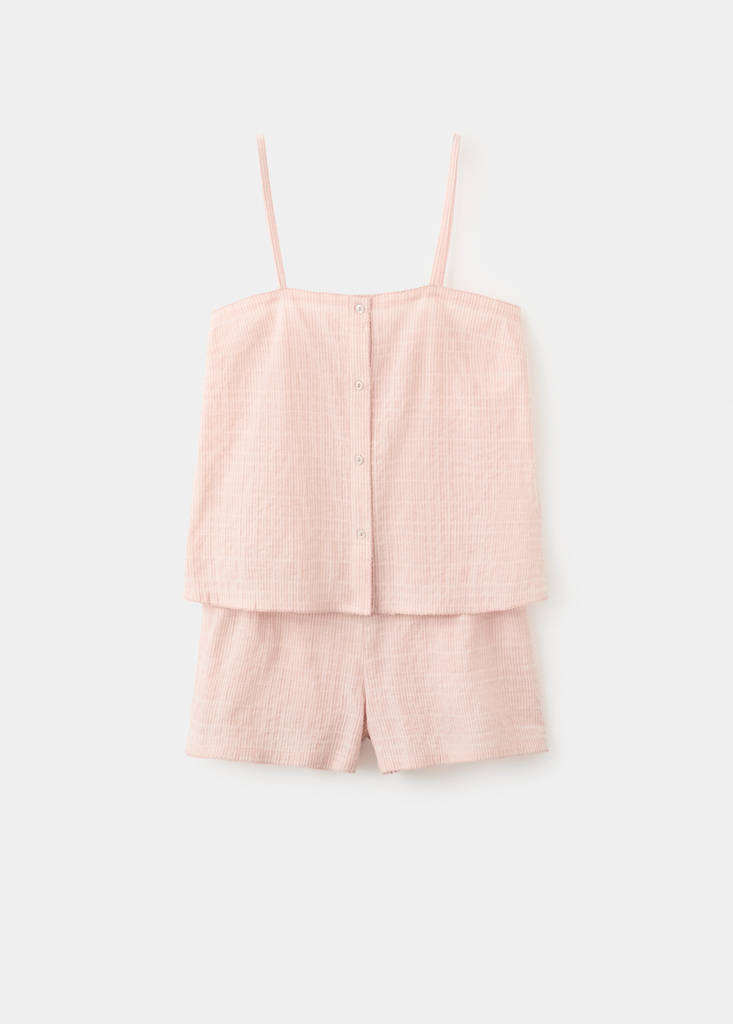 Two-piece cotton strap pyjamas — Orange