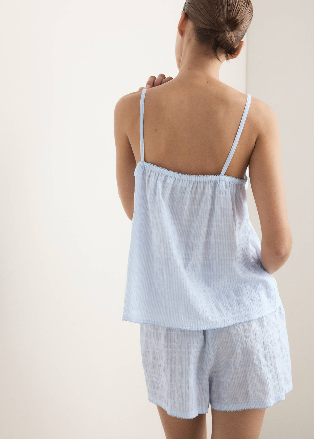 Two-piece cotton strap pyjamas — Blue