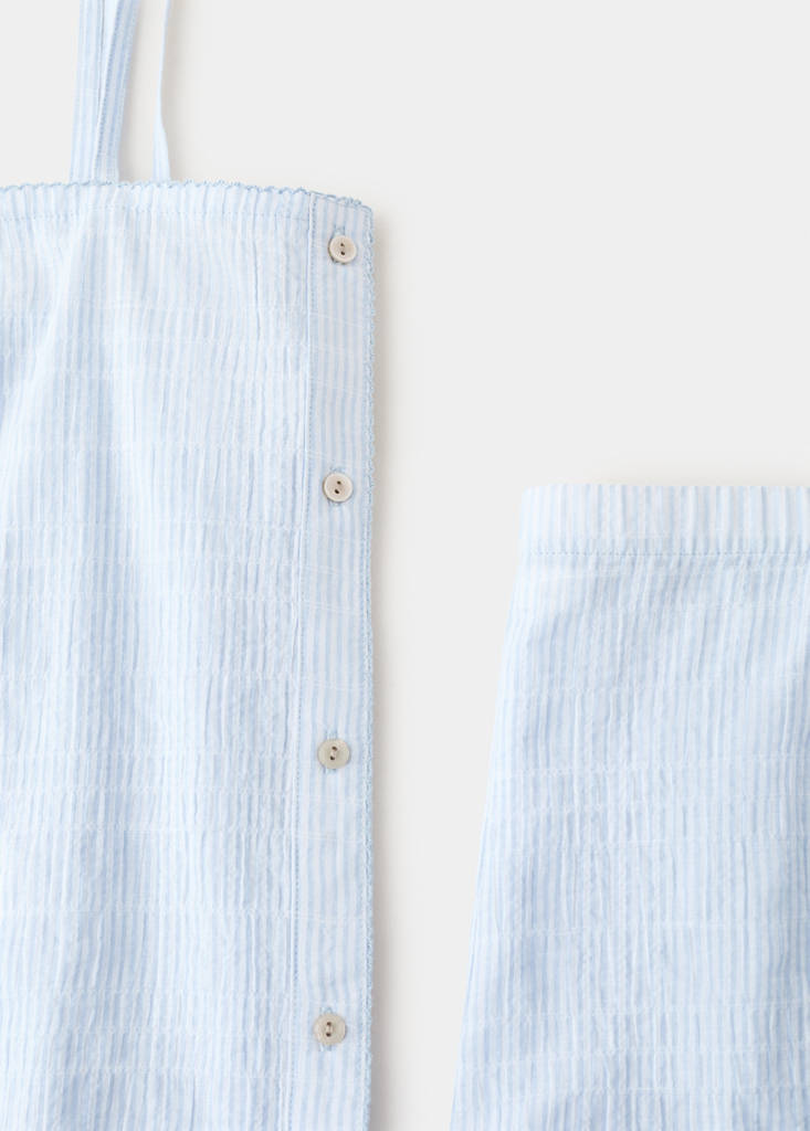 Two-piece cotton strap pyjamas — Blue
