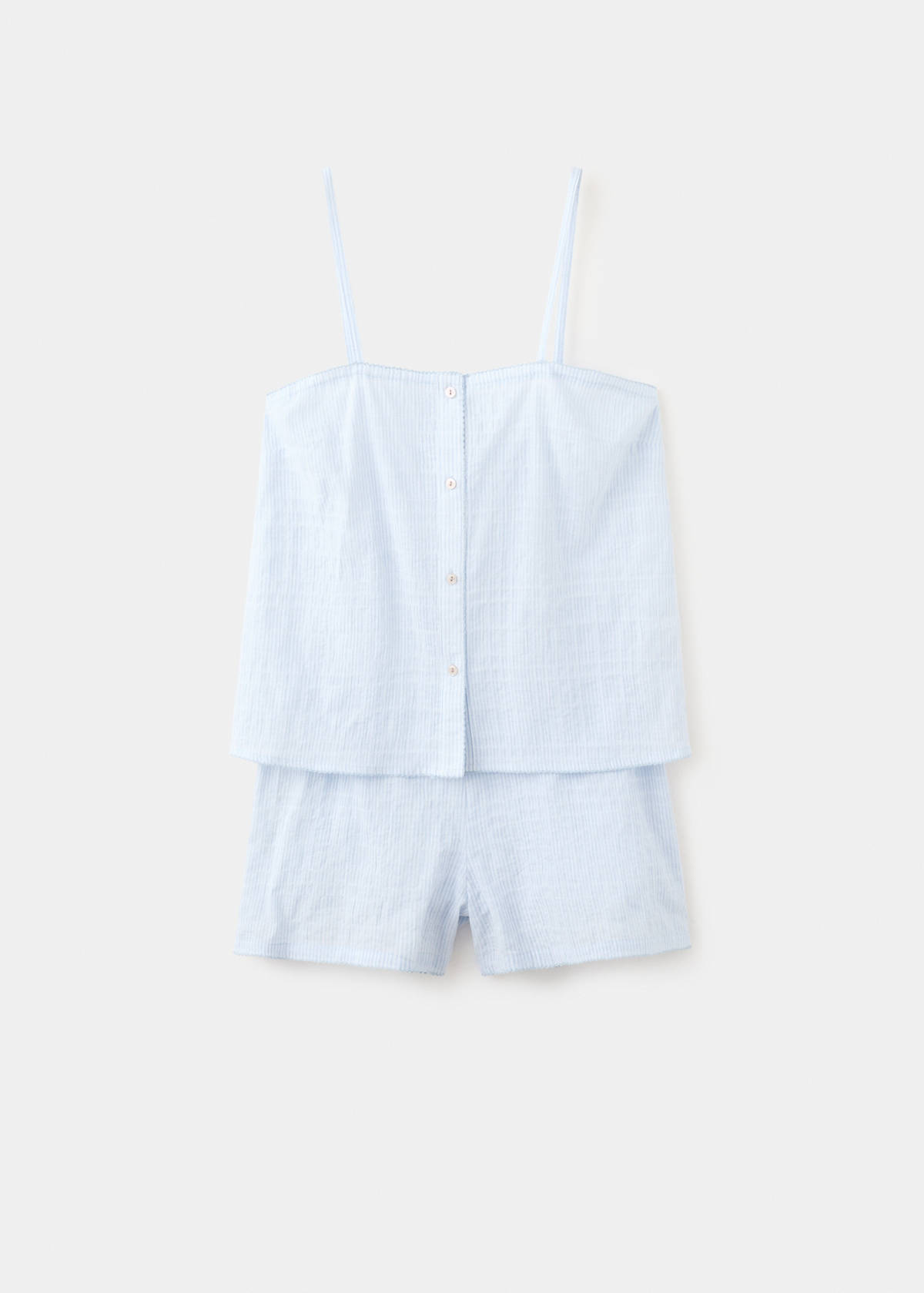 Two-piece cotton strap pyjamas — Blue