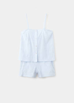 Two-piece cotton strap pyjamas — Blue 7