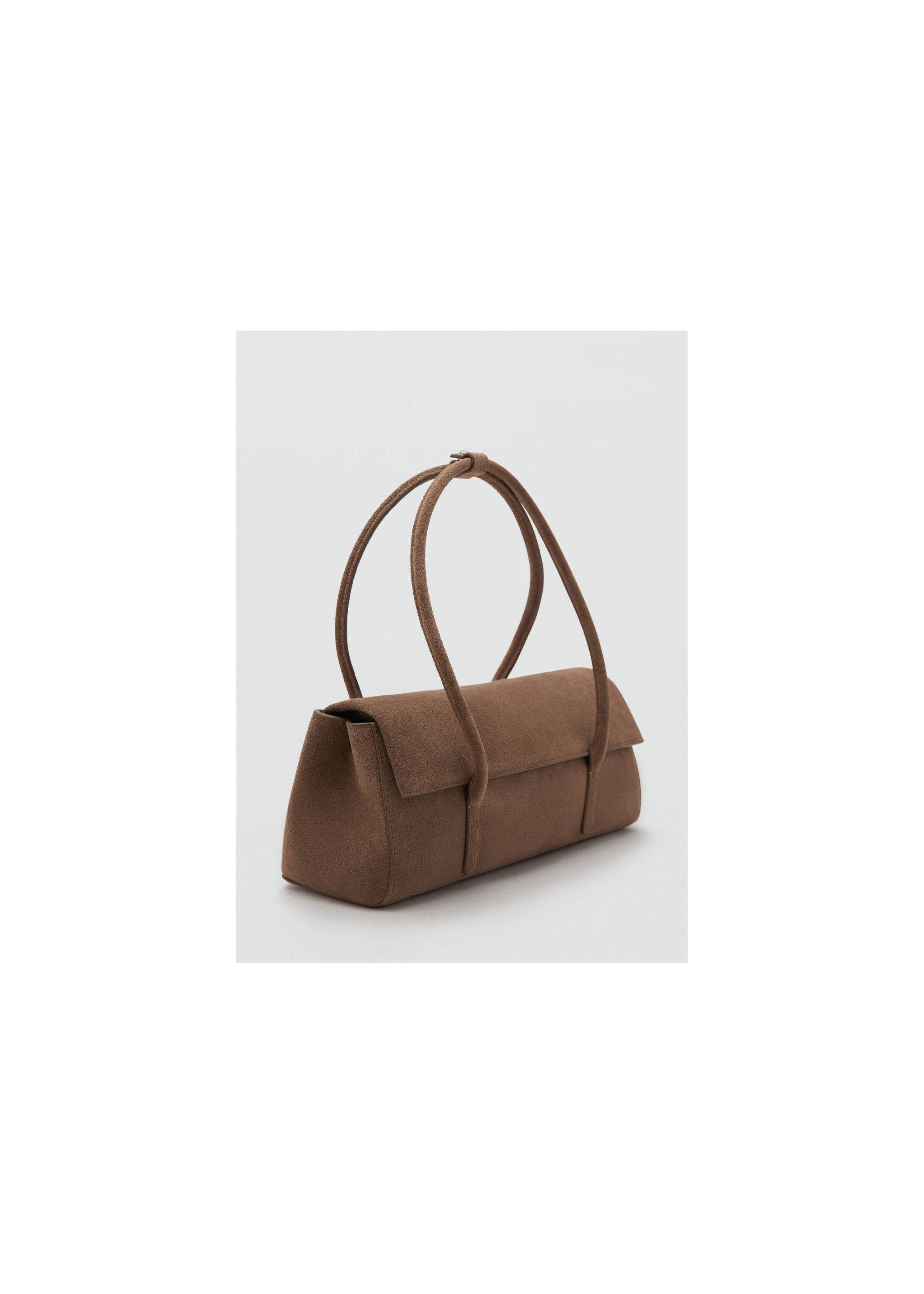 Suede shoulder bag - Details of the article 6, Medium Brown. Ref: 27093327-00.