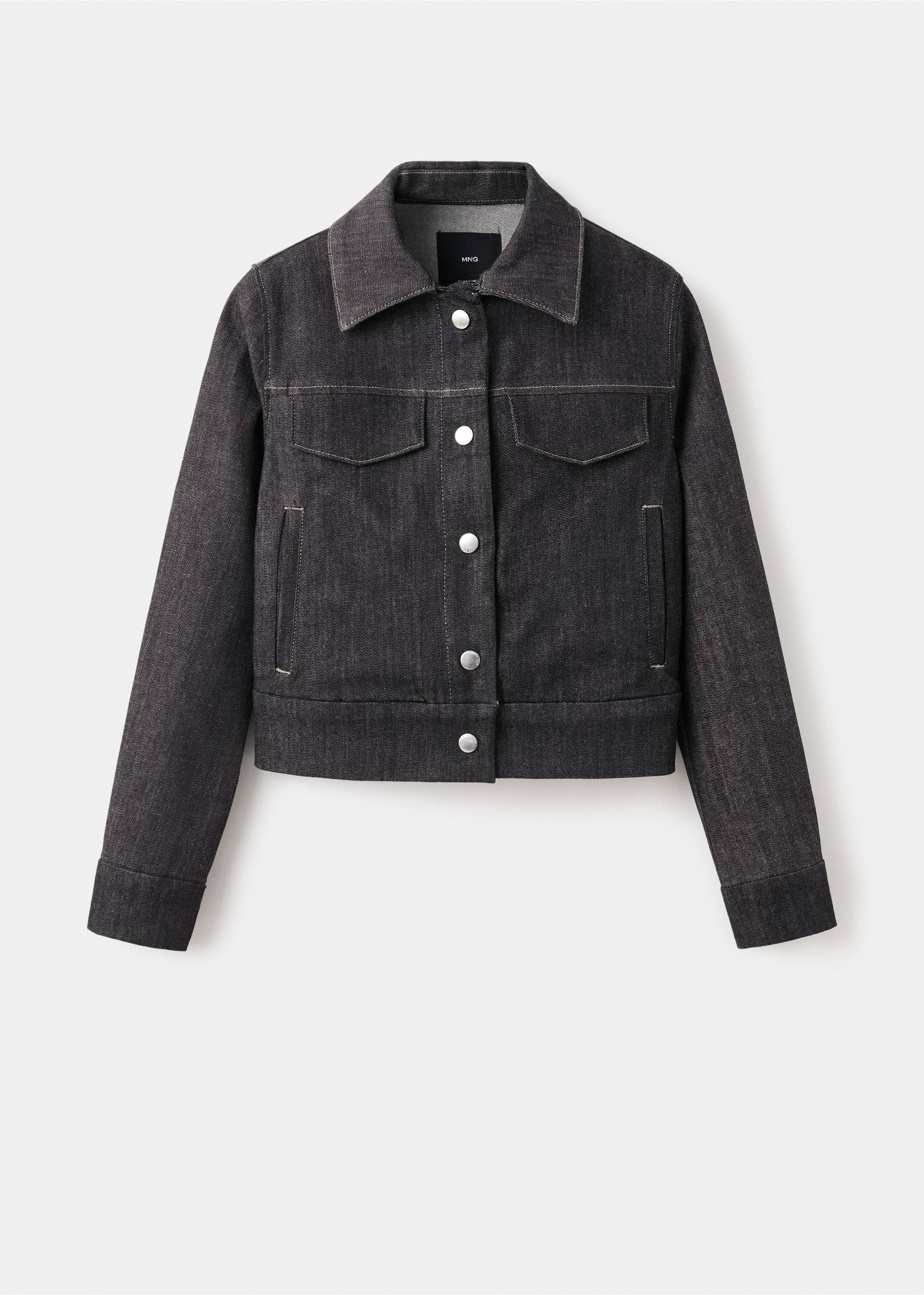 Veste jean cintrée à poches - Article sans modèle, Noir. Ref: 27093328-01.