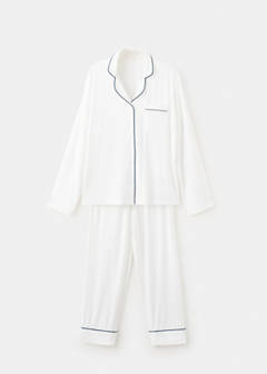 Two-piece pyjamas with piping — White 7