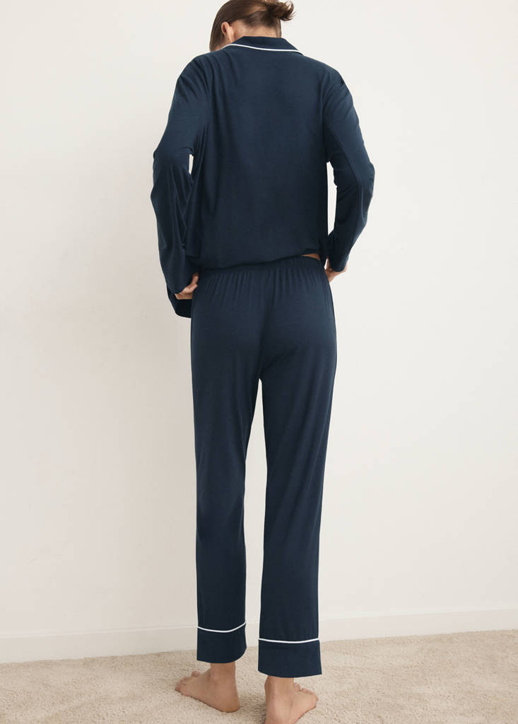 Two-piece pyjamas with piping — Indigo Blue