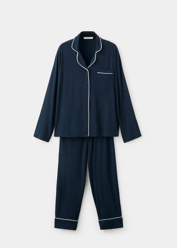 Two-piece pyjamas with piping — Indigo Blue