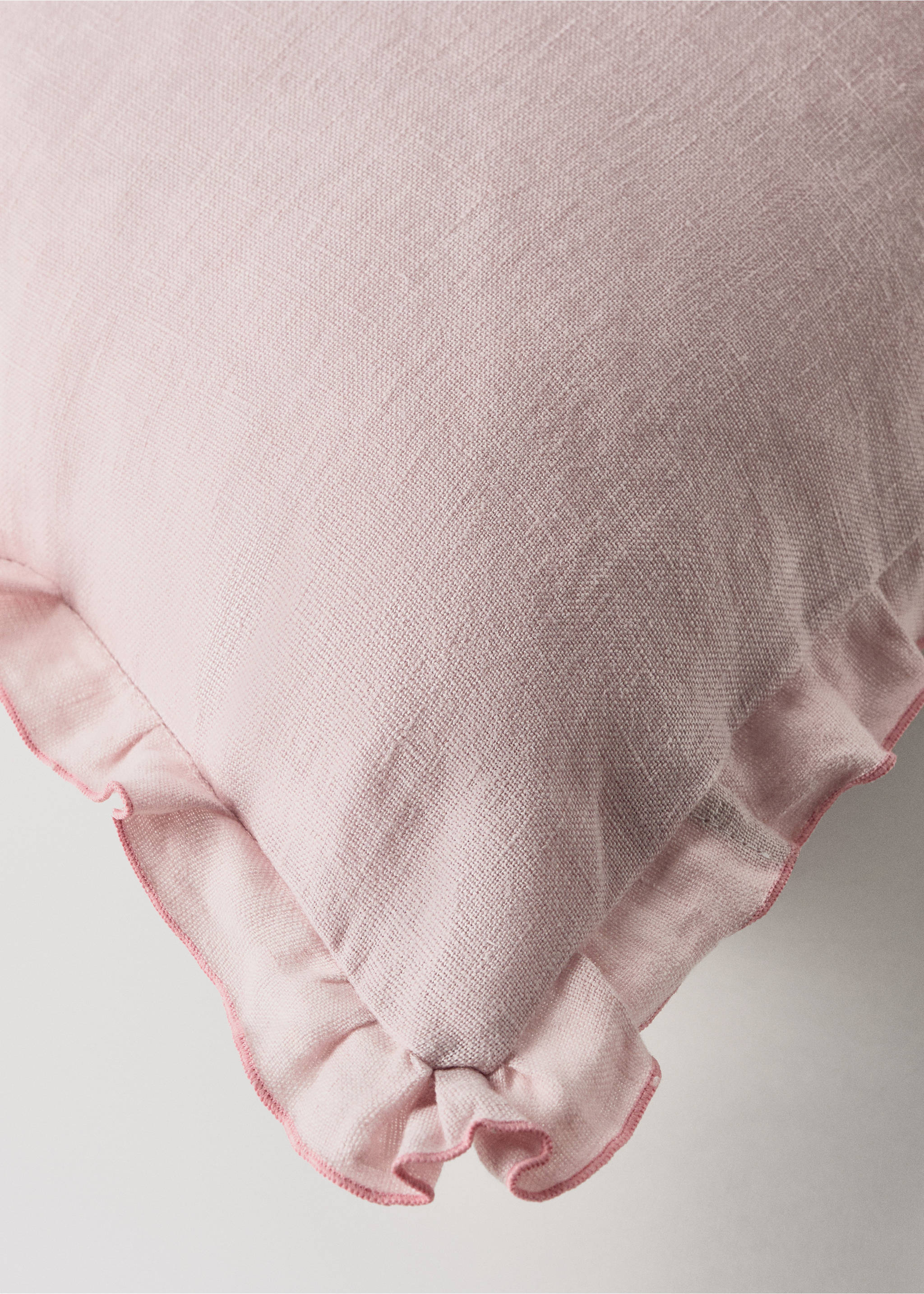 Kissenbezug aus 100 % Leinen mit Volant,  45 x 45 cm - Detail des Artikels 1, Rosa. Ref: 27093331-00.