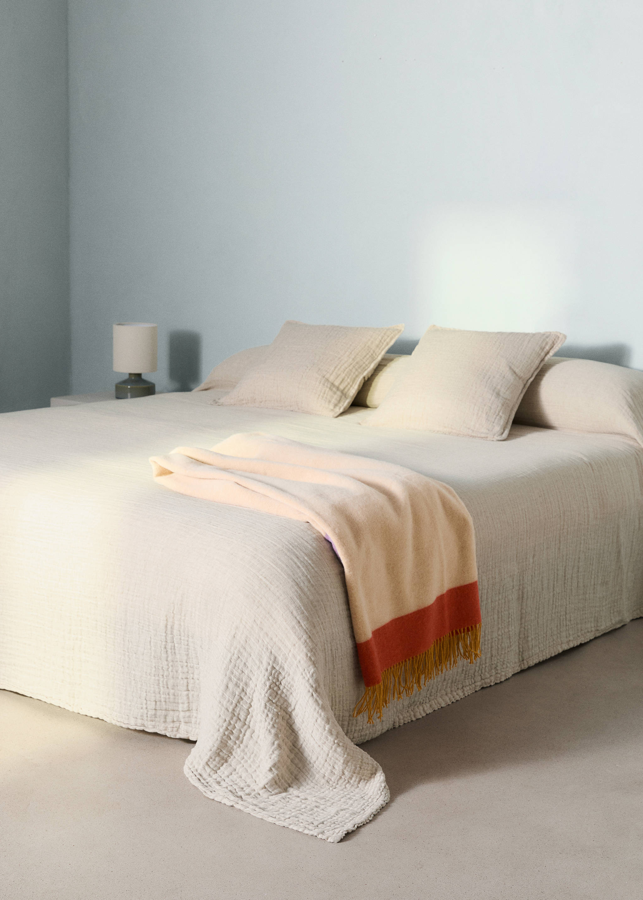 Linen cotton melange bedspread 130/140/150 cm bed - General plane