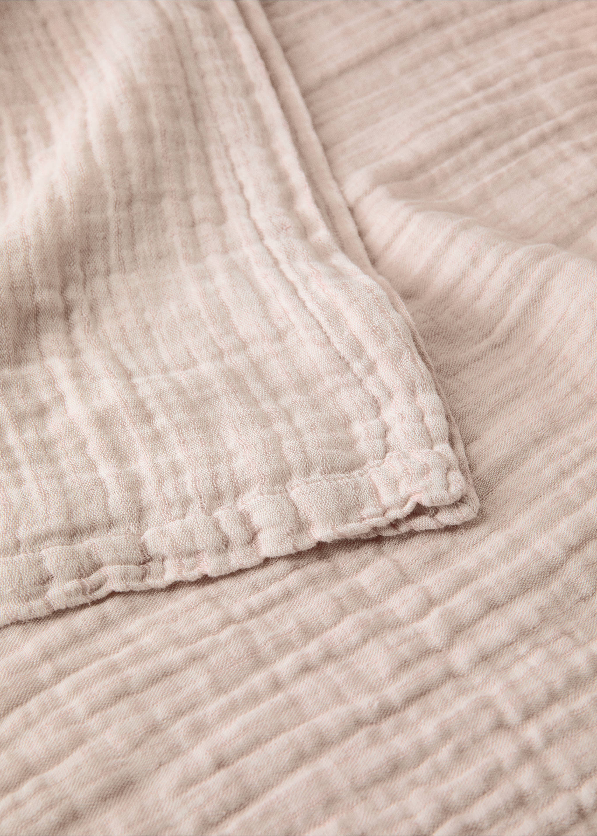 Покривало з льону та бавовни з меланжевим ефектом для ліжка шириною 130/140/150 см - Детальніше про товар 2, Пастельно-рожевий. Ref: 27093333-00.