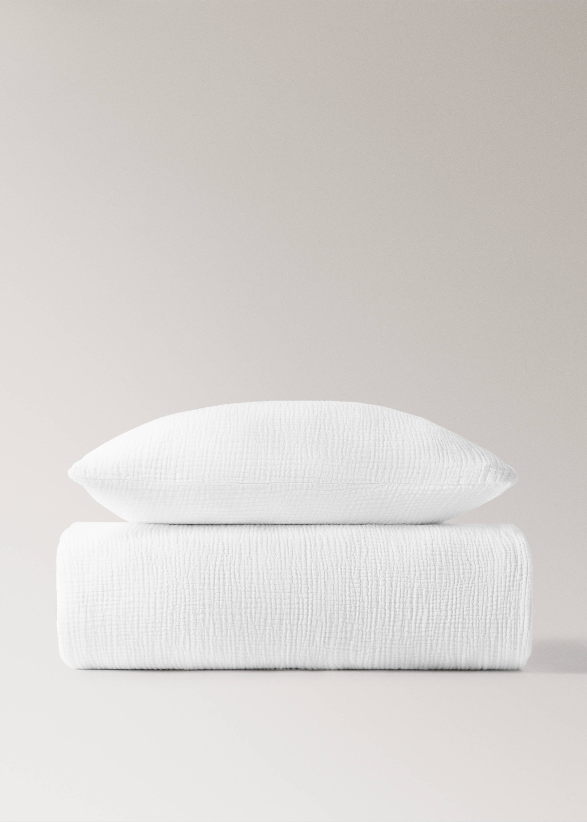 Cot bed duvet cover in gauze fabric - Article without model, Off White. Ref: 27093334-00.